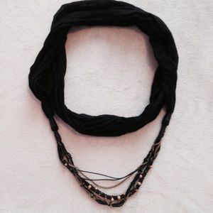 Black And Brown Beaded Scarf
